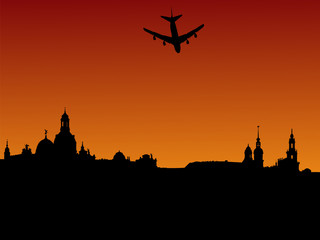 plane and Dresden skyline