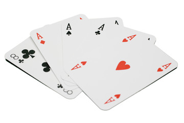 Spielkarten zeigen 4 Asse