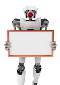 Robot, Holding a Sign