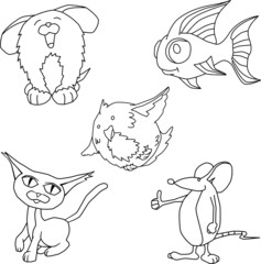 Pet cartoon line art