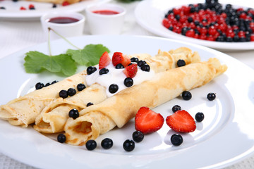 Pancakes with fruits