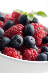 Raspberries and blueberries