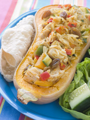 Chicken Biriyani served in a Roasted Butternut Squash