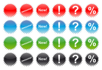 Button Set Round Stars Aqua