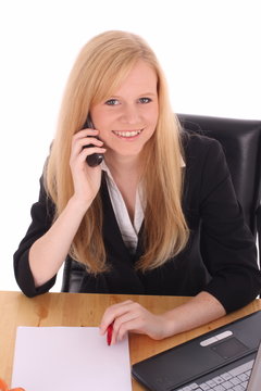 Pretty businesswoman - stundent at work .