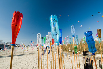Painted bottles with smiling faces