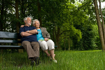 Naklejka na ściany i meble Elderly couple enjoying the view