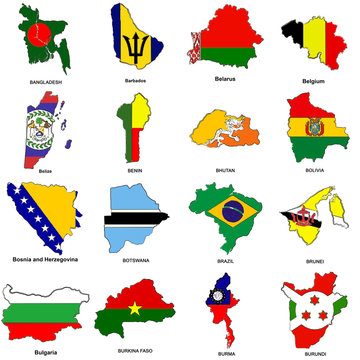 world flag map sketches collection 02