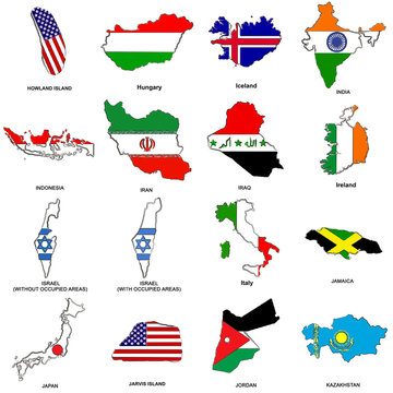 world flag map sketches collection 06