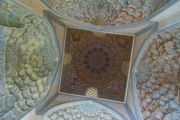 Dome of the mosque, oriental ornaments from Samarkand, Uzbekista