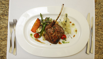 Grilled food on the dish