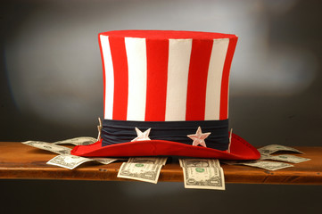 Dollari con cappello dello zio sam