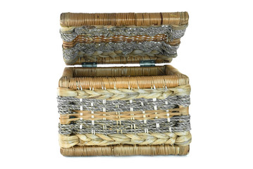 empty brown wicker basket isolated