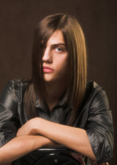 Young man with long hair