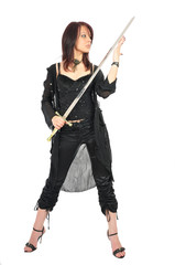 assassin woman check sword