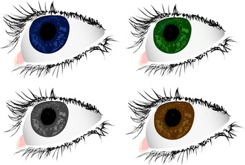 four color woman eyes