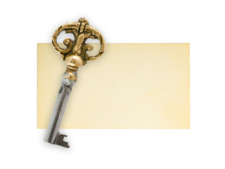Retro key on paper card