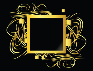 Gold black square element