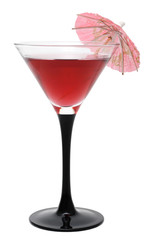 Red cocktail with an umbrella