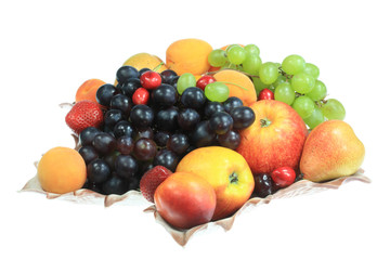Fruits on white.