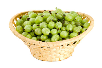 Gooseberries in the wicker basket