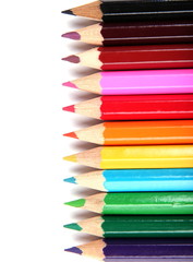 Colour pencils on white background