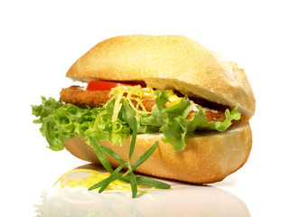 Baguette mit Hähnchenschnitzel