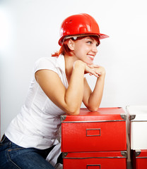 young female constructor