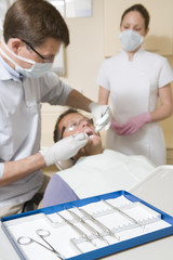 Dentist and assistant performing procedure