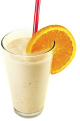 Smoothie beverage with an orange slice