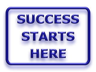 success starts here Schild candy 3D blau