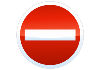 Panneau de sens interdit reflet métal (détouré)