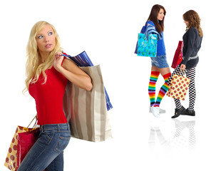 Small group  shopping girls