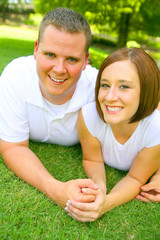 Caucasian Couple Smiling Look At Camera