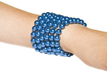 Braccialetto azzurro di perle (Collana arrotolata)