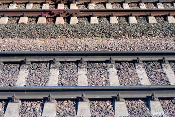 fragment of metal railings and concrete crossties