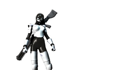 Fototapeta premium female cyborg sniper