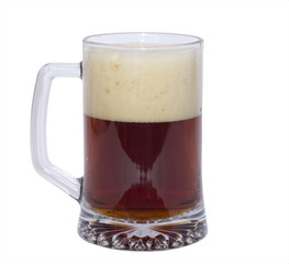 Cold dark beer glass isolated on white background