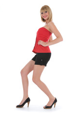 expressive woman on white