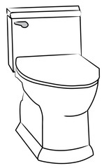 white toilet with silver flush handle