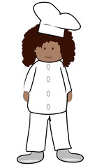 ethnic woman chef in white uniform and hat
