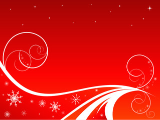 red christmas background with cirves and snowflakes