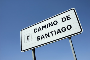 Sign at the road to the Santiago of Compostela