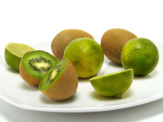 Fresh green fruits plate