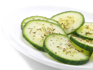 Seasoned cucumber slices