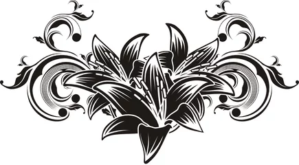 Photo sur Plexiglas Fleurs noir et blanc trois ornements floraux