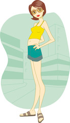 Girl in shorts