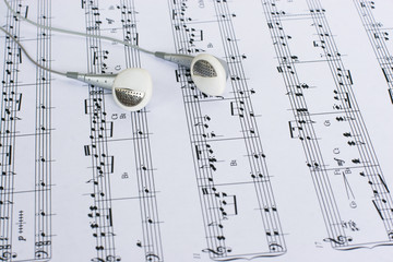Headphones on Sheet Music