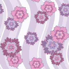 Seamless pattern with lilac and pink flowers