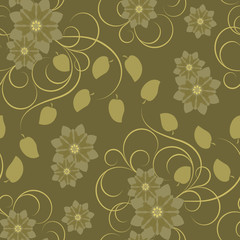 Seamless pattern with brown  flowers